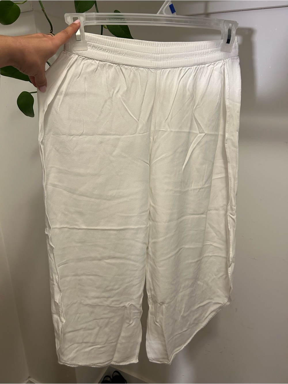Pull&Bear White Wide-Leg Pull-On Pants